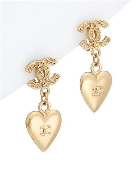 chanel love heart earrings|chanel earrings cheap price.